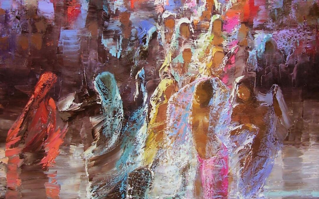 Baignade dans le Gange (76 x 56 cm)