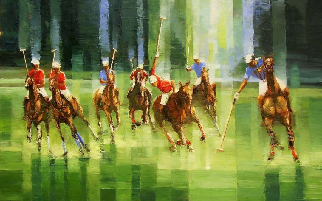 La partie de polo (56 x 76 cm)