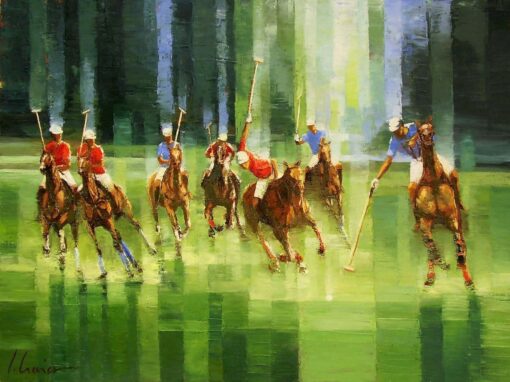 La partie de polo (56 x 76 cm)