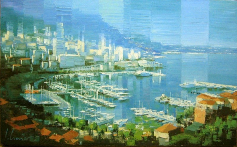 Le port de  Monaco (H 0,81 x L 1,30 m)