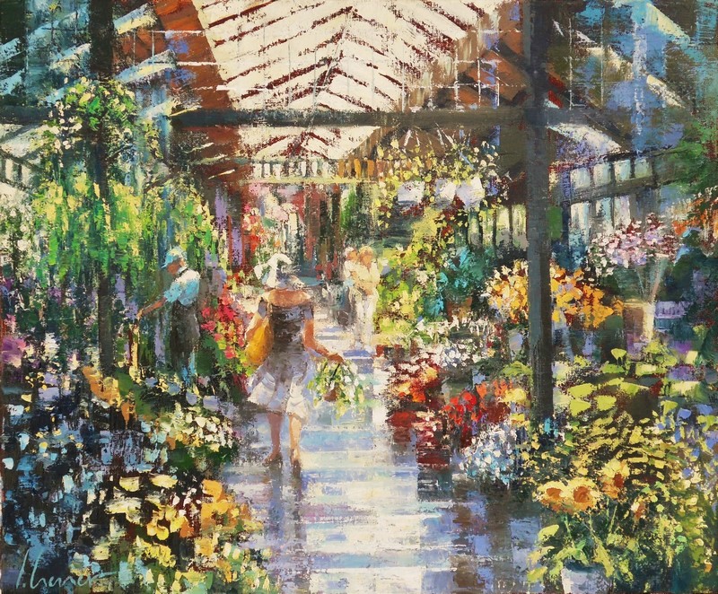 Paris, le marché aux fleurs (H 0,54 x L 0,65 m)