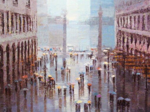 Piazzetta sous la pluie (56 x 76 cm)